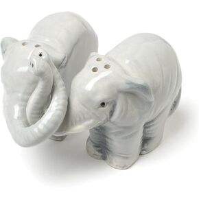 Abbott Collection 27-HUG/ELEPHANT Hugging Elephants Salt and Pepper Shaker Set, Grey, 3.5" L