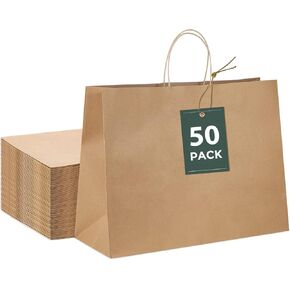 GSSUSA 100 Pack 8x4.75x10'' Paper Bags with Handles Bulk, Black Paper Gift Bags for Small Business, Sturdy Grocery Retail Shopping Bags, Birthday Party Favor Bags, Craft Bags, Kraft Bags