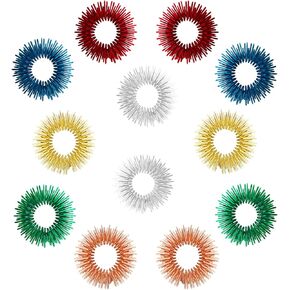 LLMSIX 12 Pieces Fidget Rings and Fidget Bracelet Acupressure Rings Sensory Rings Trichotillomania Fidget Toys Spike Ring Fidget Stress Relief Toys Set for Adults, Silent Stress Reducer