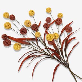 2-Pack 19" Artificial Billy Balls Flowers - Faux Craspedia Thistle Globe Floral Bouquets Autumn Flowers for Fall Decor, Harvest, Weddings, and Home Decorations