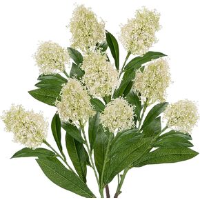 Briful 3PCS Artificial Flowers Faux Skimmia Spray with Leaves 22.8 Inch Long Stem Fake Plants for Home Vase Table Centerpiece Floral Arrangement Wedding Bouquet (Green)