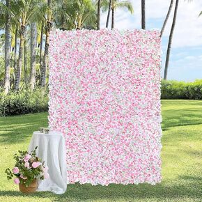 White Artificial Floral Backdrop Wall Panels 7ft x 4.6ft Silk Hydrangea Flower Wall Background for Wedding Bridal Shower Birthday Party Stage Decorations
