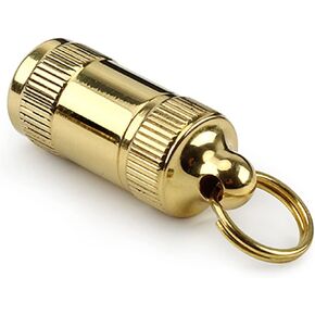 Portable Pill Case Container, Mini Brass Waterproof Keychain Pill Storage Box, Pill Holder Medicine Organizer for Pocket, Purse, Necklace, Outdoor Travel/Camping, S