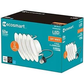 EcoSmart 4 in. White Integrated LED Recessed Trim Soft White 4-Pack