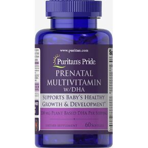 Puritan's Pride Prenatal Multivitamin with DHA, Supports Baby's Growth and Development**, 60 Softgels,®
