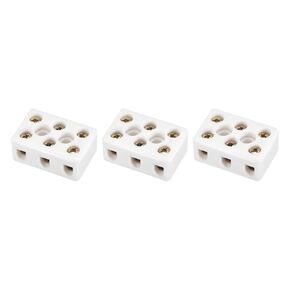 Porcelain Ceramic Terminal Block Heat Resistance 3 Way Terminal,[for Wire Connector,Electrical Field] - 31x20x14mm /2 Pcs
