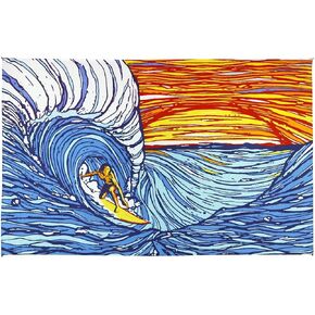 Sunshine Joy Sunset Surfer Ocean Wave Surf Tapestry Wall Hanging Huge 60x90 Inches