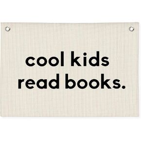 Reading Corner Decor for Classroom, Cool Kids Read Books Canvas Banner, Read Sign Wall Hanging Banner Flag Decor for Reading Corner Nook Playroom