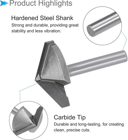 CoCud V Groove Router Bit, 22mm Cutting Diameter 6mm Shank 120 Degree, Carbide Tip V Grooving Bit - (Applications: for Woodworking Grooves Making), 1-Piece in Saudi Arabia
