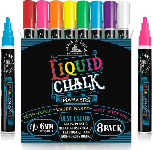 LANA & LUCA Liquid Chalk Markers - Vintage Colors - 8 Pack Set, 6mm Tip in Kuwait