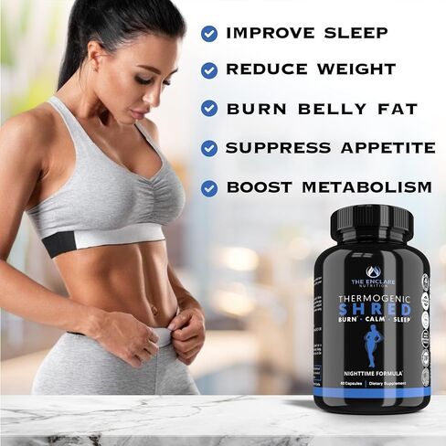 THE ENCLARE NUTRITION Thermogenic Shred Fat Burner Sleep Aid Diet Pills, Appetite Suppressant, Weight Loss, Metabolism Booster with CLA, Ashwagandha, Melatonin, L Theanine, L Carnitine, Niacin (1) in Saudi Arabia