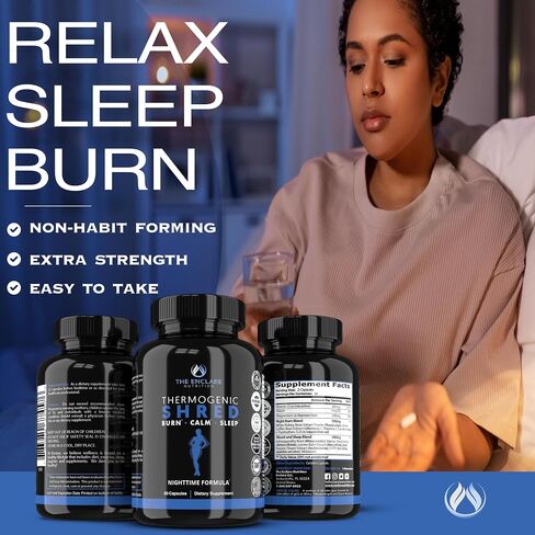 THE ENCLARE NUTRITION Thermogenic Shred Fat Burner Sleep Aid Diet Pills, Appetite Suppressant, Weight Loss, Metabolism Booster with CLA, Ashwagandha, Melatonin, L Theanine, L Carnitine, Niacin (1) in Saudi Arabia