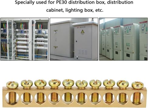 10Pcs Ground Bar Kit,M5 10Holes Brass Neutral Terminal Block Bar, Electrical Distribution Cabinet Lighting Box Terminal Bar Wire Screw in Saudi Arabia