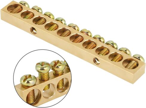 10Pcs Ground Bar Kit,M5 10Holes Brass Neutral Terminal Block Bar, Electrical Distribution Cabinet Lighting Box Terminal Bar Wire Screw in Saudi Arabia