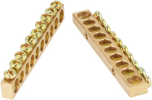 10Pcs Ground Bar Kit,M5 10Holes Brass Neutral Terminal Block Bar, Electrical Distribution Cabinet Lighting Box Terminal Bar Wire Screw in Saudi Arabia