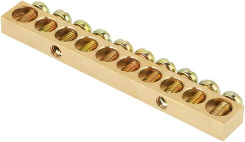 10Pcs Ground Bar Kit,M5 10Holes Brass Neutral Terminal Block Bar, Electrical Distribution Cabinet Lighting Box Terminal Bar Wire Screw in Saudi Arabia