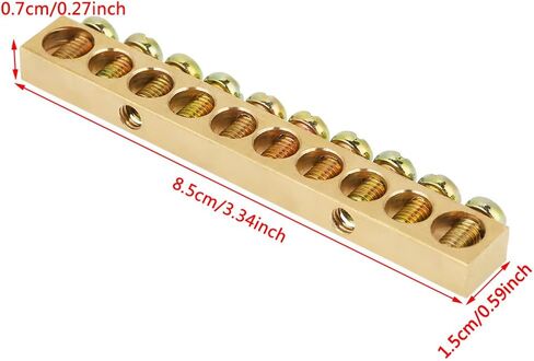 10Pcs Ground Bar Kit,M5 10Holes Brass Neutral Terminal Block Bar, Electrical Distribution Cabinet Lighting Box Terminal Bar Wire Screw in Saudi Arabia
