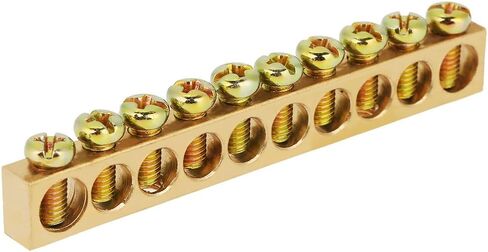 10Pcs Ground Bar Kit,M5 10Holes Brass Neutral Terminal Block Bar, Electrical Distribution Cabinet Lighting Box Terminal Bar Wire Screw in Saudi Arabia