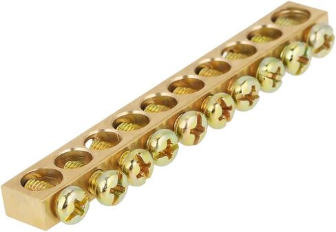 10Pcs Ground Bar Kit,M5 10Holes Brass Neutral Terminal Block Bar, Electrical Distribution Cabinet Lighting Box Terminal Bar Wire Screw in Saudi Arabia