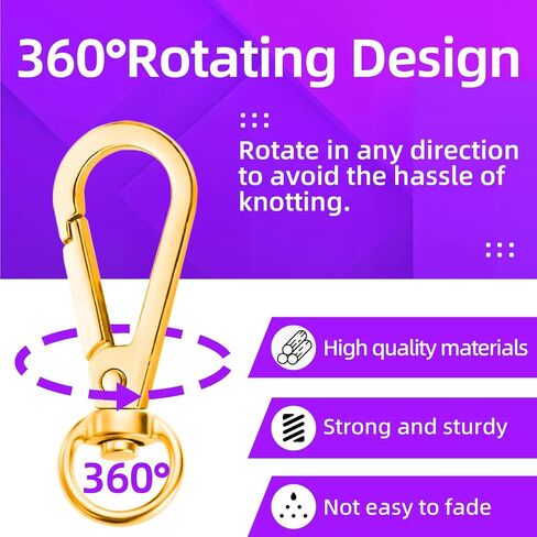 50 قطعة خطافات دوارة ممتازة مع حلقات مفاتيح، مشابك معدنية دوارة لمخلب جراد البحر، 25 قطعة خطاف دوار بمشبك مخلب جراد البحر الصغير و25 قطعة حلقات مفاتيح للحبل والمفتاح والسحر والمجوهرات والحرف الفنية in Kuwait