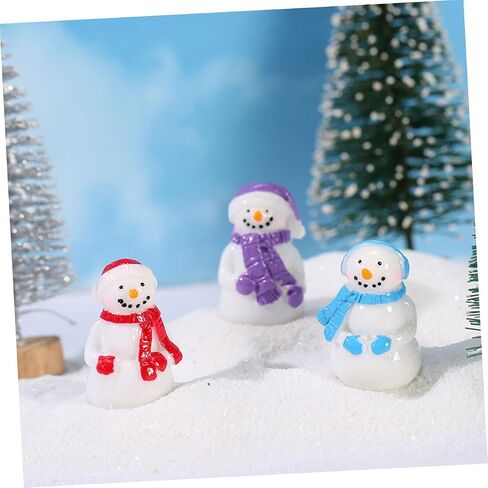Anneome 6pcs عيد الميلاد المشهد الصغير تمثال صغير الراتنج صينية عيد الميلاد زخرفة صغيرة ثلج التماثيل دمية رجل ثلج تمثال ثلج الكعك القبعات العالية المنمنمات اكسسوارات ديكور عيد الميلاد in Saudi Arabia