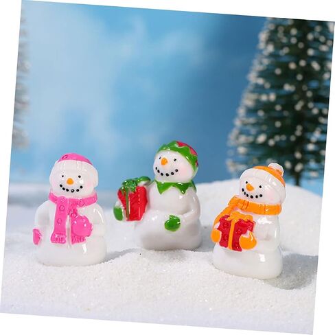 Anneome 6pcs عيد الميلاد المشهد الصغير تمثال صغير الراتنج صينية عيد الميلاد زخرفة صغيرة ثلج التماثيل دمية رجل ثلج تمثال ثلج الكعك القبعات العالية المنمنمات اكسسوارات ديكور عيد الميلاد in Saudi Arabia