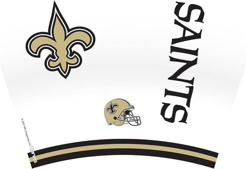 كوب Tervis مصنوع في الولايات المتحدة الأمريكية بجدار مزدوج NFL New Orleans Saints Arctic معزول يحافظ على المشروبات باردة وساخنة، 24oz، شفاف in Kuwait