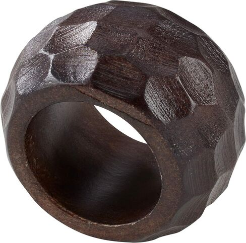Saro Lifestyle Chunky Wood Napkin Rings (Set of 4), Coffee in Saudi Arabia