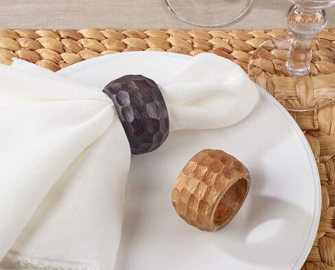 Saro Lifestyle Chunky Wood Napkin Rings (Set of 4), Coffee in Saudi Arabia