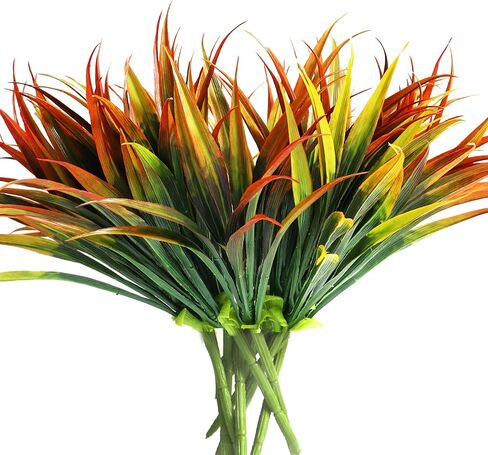 Kingsboomy 6PCS Artificial Plants Fake Grass Outdoor Plastic UV Resistant Greenery Plants Fake Grass for Home Window Garden Office Patio Hanging Planter Pathway Front Porch Décor (Red) in Saudi Arabia