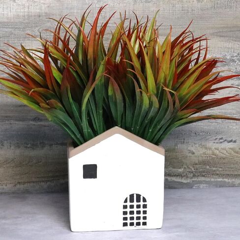 Kingsboomy 6PCS Artificial Plants Fake Grass Outdoor Plastic UV Resistant Greenery Plants Fake Grass for Home Window Garden Office Patio Hanging Planter Pathway Front Porch Décor (Red) in Saudi Arabia
