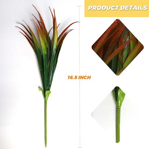 Kingsboomy 6PCS Artificial Plants Fake Grass Outdoor Plastic UV Resistant Greenery Plants Fake Grass for Home Window Garden Office Patio Hanging Planter Pathway Front Porch Décor (Red) in Saudi Arabia