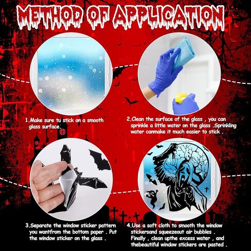 ملصقات نافذة Quera للهالوين، ملصقات نافذة كبيرة، زخارف نافذة ظلية للهالوين، ساحرة مخيفة، عنكبوت، هيكل عظمي، شارات نافذة لتزيين حفلات الهالوين 29.5 بوصة * 13.78 بوصة * 2 in Kuwait