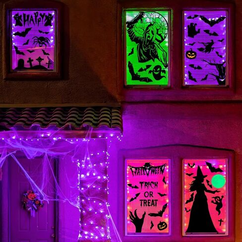 ملصقات نافذة Quera للهالوين، ملصقات نافذة كبيرة، زخارف نافذة ظلية للهالوين، ساحرة مخيفة، عنكبوت، هيكل عظمي، شارات نافذة لتزيين حفلات الهالوين 29.5 بوصة * 13.78 بوصة * 2 in Kuwait