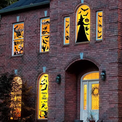 ملصقات نافذة Quera للهالوين، ملصقات نافذة كبيرة، زخارف نافذة ظلية للهالوين، ساحرة مخيفة، عنكبوت، هيكل عظمي، شارات نافذة لتزيين حفلات الهالوين 29.5 بوصة * 13.78 بوصة * 2 in Kuwait