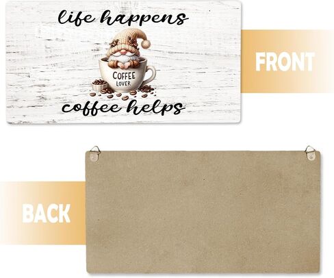 Rustic Coffee Gnomes Wooden Sign, Gnome Sign Gnome Lovers Gift, Funny Coffee Hanging Sign Wall Decor for Kitchen Coffee Bar Coffee Station Office, Life Happens Coffee Helps Sign 12 x 6 Inch in Saudi Arabia