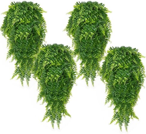 4Pcs Artificial Plants Flowers Vines Boston Ferns Fake Vines Hanging Ivy Decor Plastic Greenery for Wall Indoor Outdoor Hanging Baskets Wedding Garland Decor in Saudi Arabia