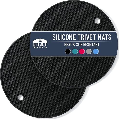 BTaT- Silicone Trivet Mats, 2 Pack, Silicone Trivet, Silicone Hot Pads for Kitchen, Silicone Trivets for Hot Pots and Pans, Silicone Hot Pad, Silicone Trivets for Hot Dishes, Hot Pan Mat in Saudi Arabia