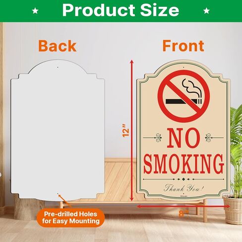 لافتات ممنوع التدخين مقاس 30.48 سم × 20.32 سم لافتات ممنوع التدخين للمنزل التجاري، ألومنيوم خالٍ من الصدأ، مقاوم للطقس، سهل التركيب، للاستخدام الخارجي أو الداخلي، عبوتان in Kuwait