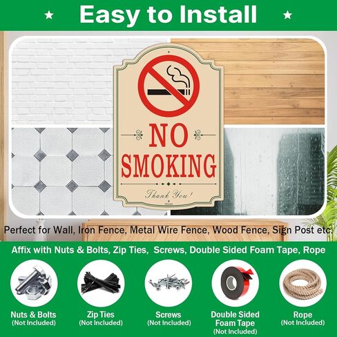 لافتات ممنوع التدخين مقاس 30.48 سم × 20.32 سم لافتات ممنوع التدخين للمنزل التجاري، ألومنيوم خالٍ من الصدأ، مقاوم للطقس، سهل التركيب، للاستخدام الخارجي أو الداخلي، عبوتان in Kuwait