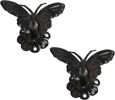 INCREWAY 2Pcs Black Butterfly Shape Fleur Window Drapery Medallion Holdbacks, Curtain Tiebacks, Wall Hook, Tassel Holder in Saudi Arabia