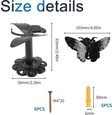 INCREWAY 2Pcs Black Butterfly Shape Fleur Window Drapery Medallion Holdbacks, Curtain Tiebacks, Wall Hook, Tassel Holder in Saudi Arabia