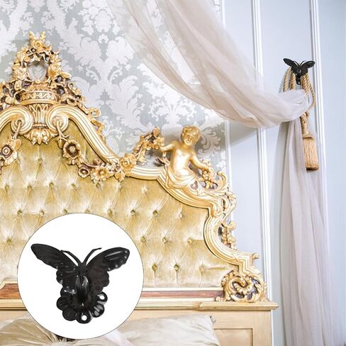 INCREWAY 2Pcs Black Butterfly Shape Fleur Window Drapery Medallion Holdbacks, Curtain Tiebacks, Wall Hook, Tassel Holder in Saudi Arabia