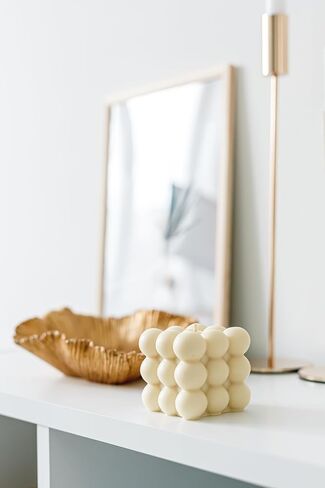 Bubble Candles White Handcrafted Natural Soy Wax Modern Family Life, Special Day's, Home Use and Gifting, Aesthetic Home Decor Candles in Saudi Arabia