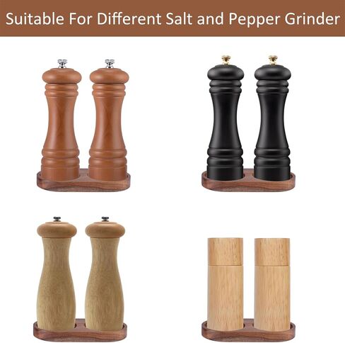 صينية مطحنة الملح والفلفل من JORGTRAY، (القطر الداخلي 2.48 بوصة) حامل مطحنة فلفل من خشب السنط وتخزين يناسب العديد من المطاحن والهزازات، وإكسسوارات المطبخ in Kuwait