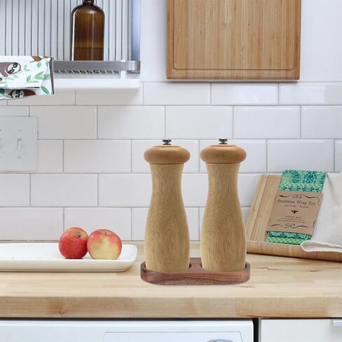 صينية مطحنة الملح والفلفل من JORGTRAY، (القطر الداخلي 2.48 بوصة) حامل مطحنة فلفل من خشب السنط وتخزين يناسب العديد من المطاحن والهزازات، وإكسسوارات المطبخ in Kuwait