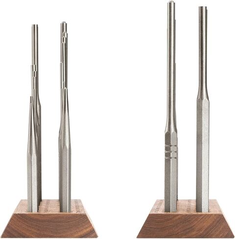 TEKTON Punch Set with Walnut Block (18-Piece) | 66564 | Made in USA in Saudi Arabia
