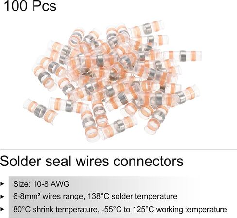 MECCANIXITY Solder Seal Wires Heat Shrink Butt Connectors 100pcs 10-8 AWG Orange Waterproof Wire Crimp for Marine, Cable, Wiring in Saudi Arabia