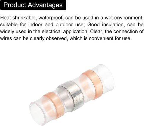 MECCANIXITY Solder Seal Wires Heat Shrink Butt Connectors 100pcs 10-8 AWG Orange Waterproof Wire Crimp for Marine, Cable, Wiring in Saudi Arabia