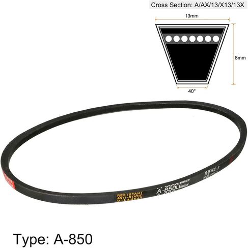 Uxcell A850 V-أحزمة 850 مم محيط داخلي 13 مم عرض علوي 8 مم سمك قسم A محرك مطاطي حزام نقل الحركة الصناعي in Saudi Arabia